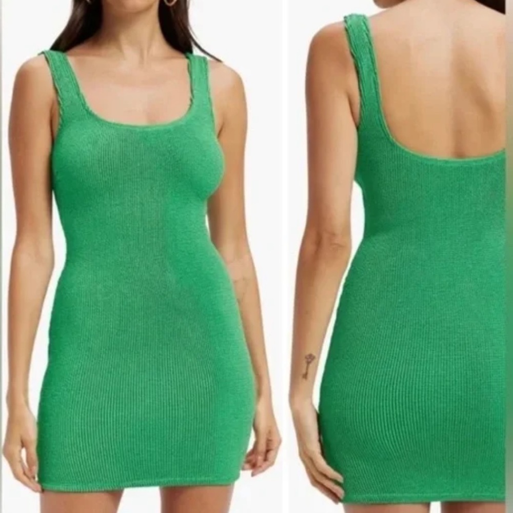 Good American Summer Green swoop mini dress